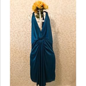 Turquoise Halter Glitter Dress